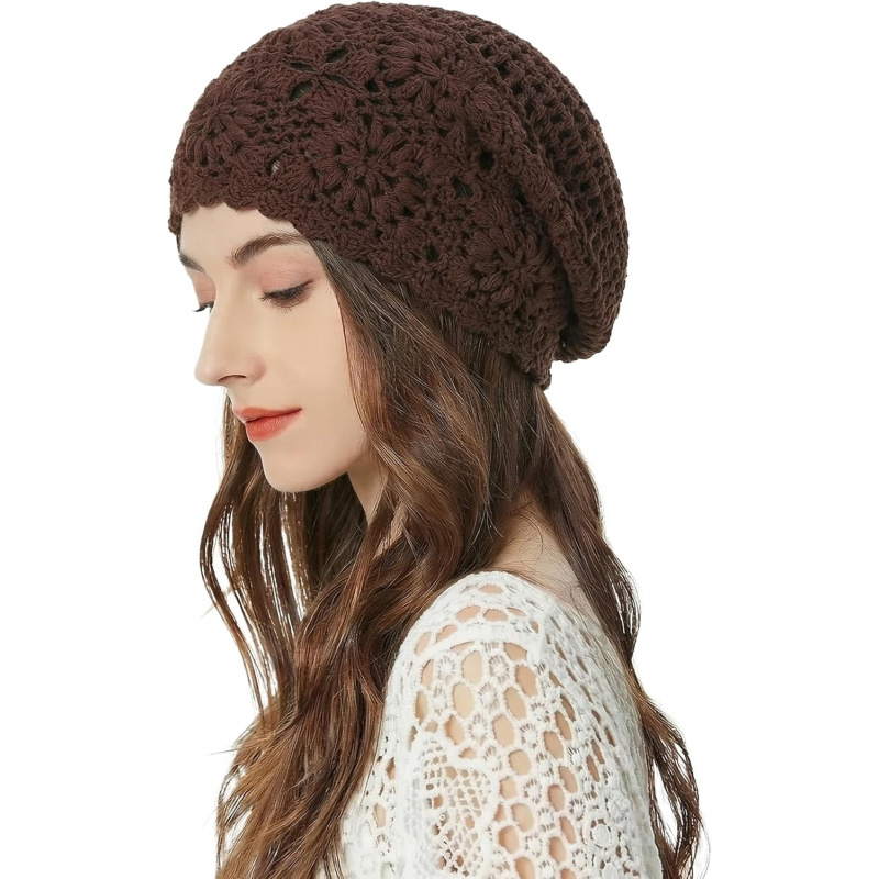 Women's Cotton Crochet Slouchy Beanie Hat