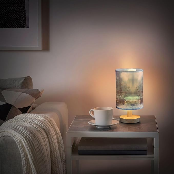 TWINKLETALE Table Lamp Octopus Pirate Ship Sea Monster Tentacle Sailboat Night Ocean Wave Nightstand Lamp