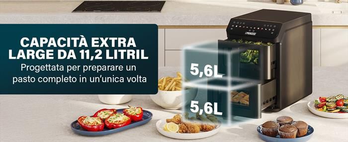 PRINCESS - Friggitrice ad aria DUAL VERTICAL-Nero