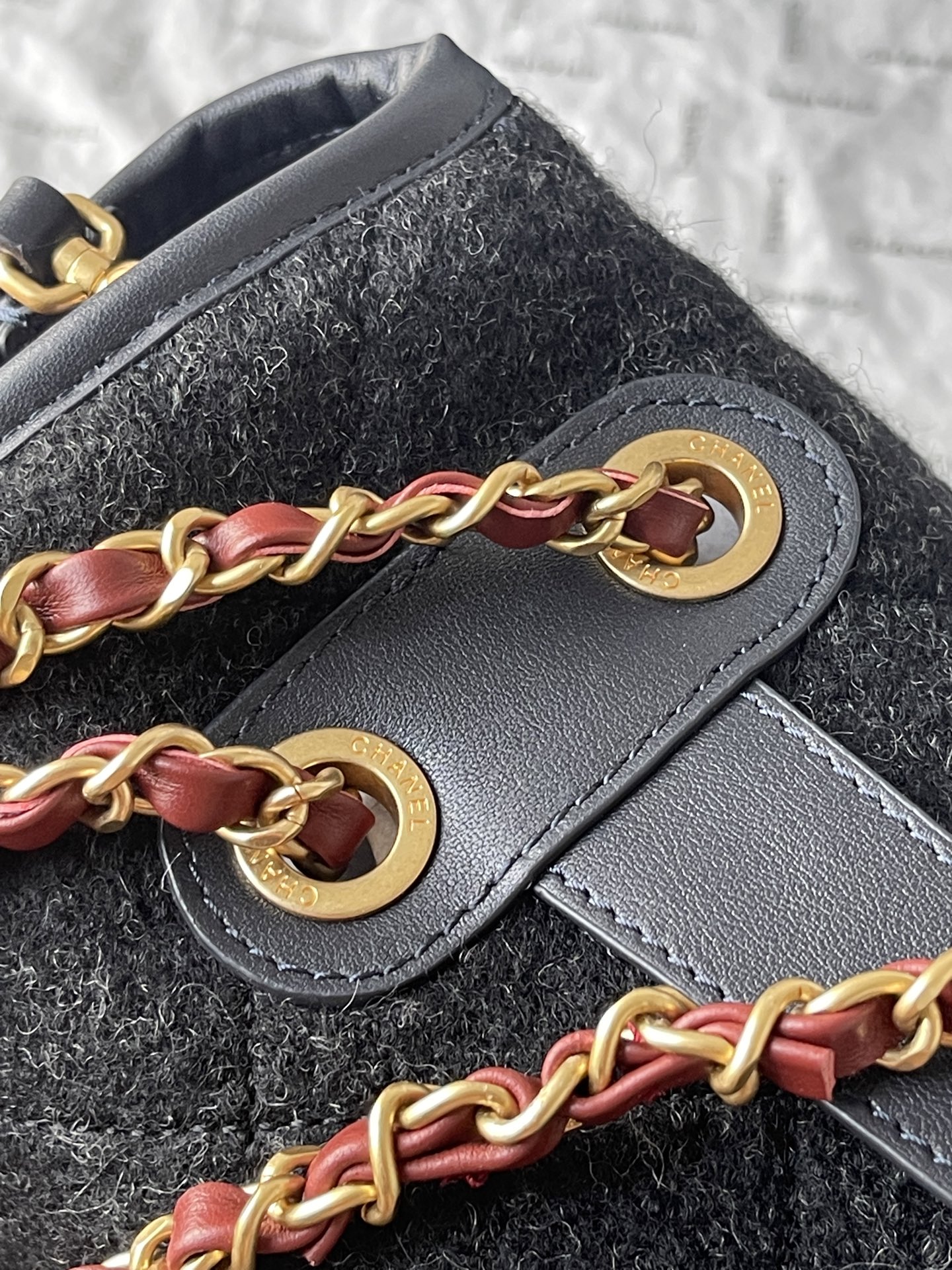 Classic Large Quilted Wool Flap Bag in Black with Gold-Tone Hardware - Mocuir