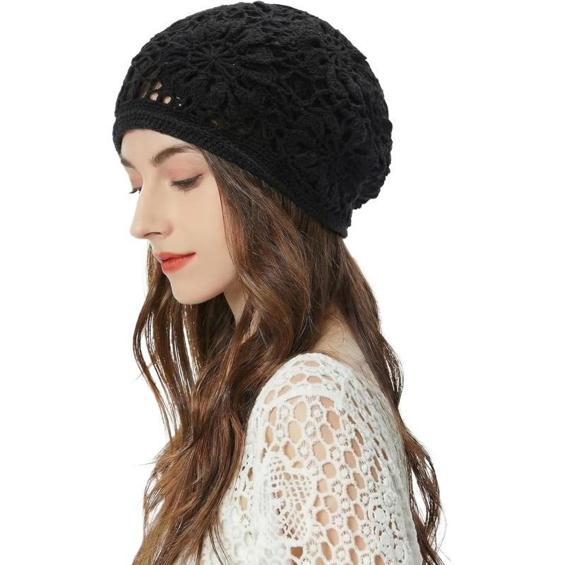 Women's Cotton Crochet Slouchy Beanie Hat