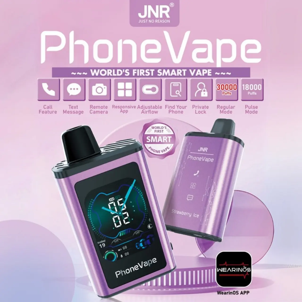 （3 pieces）JNR Phone Vape 30000 30K Puffs World’s First Smart Disposable Vape