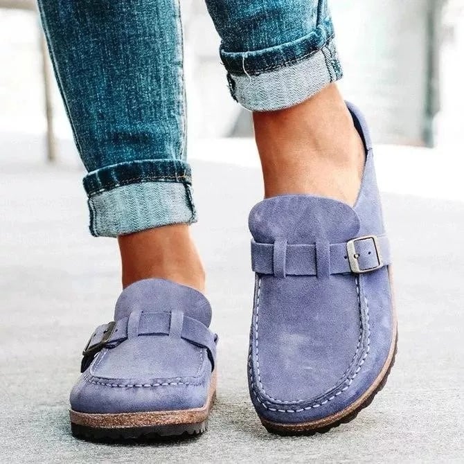 Women Casual Comfy Leather Slip On Sandals