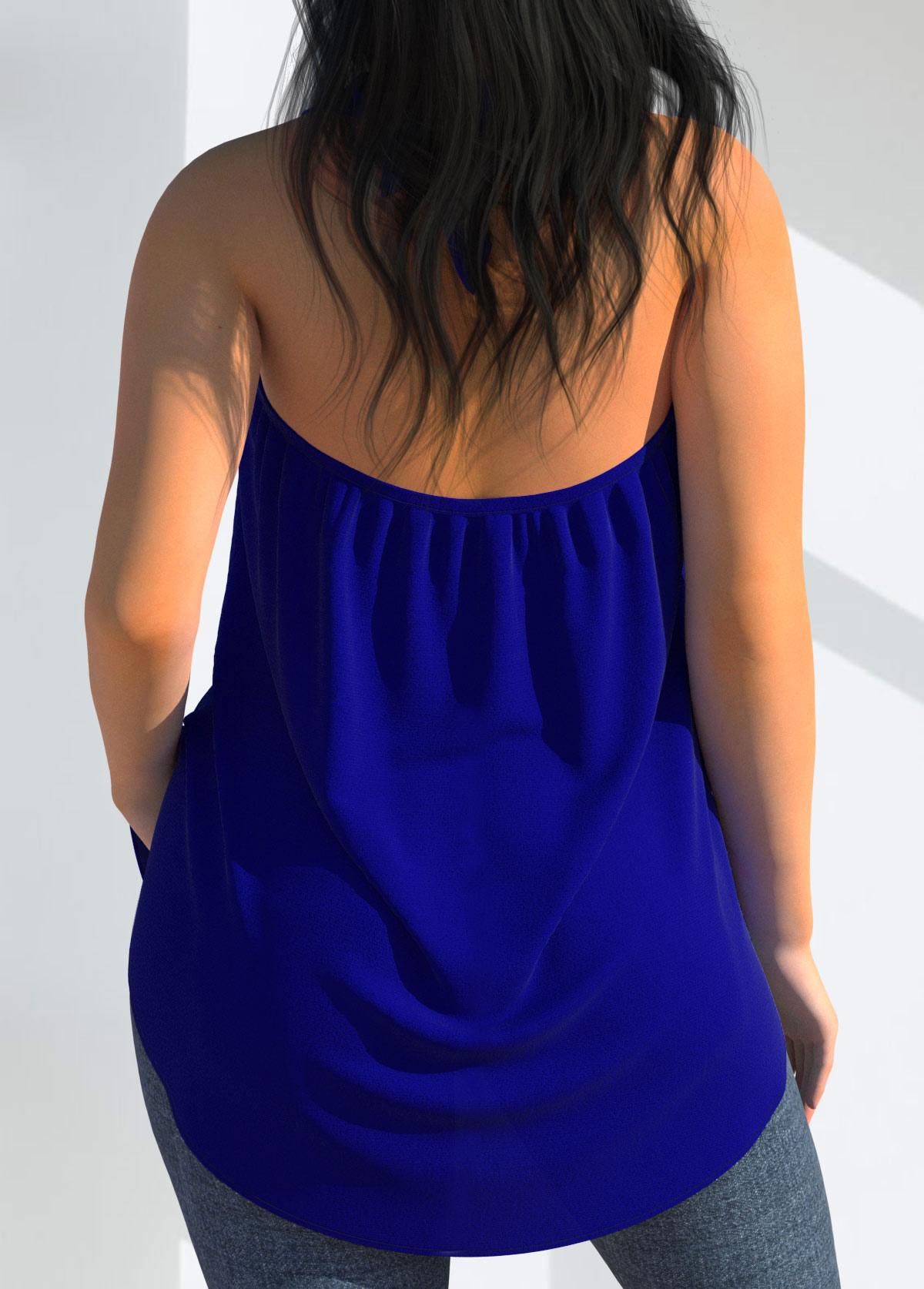 Halter Royal Blue Cross Front Tank Top
