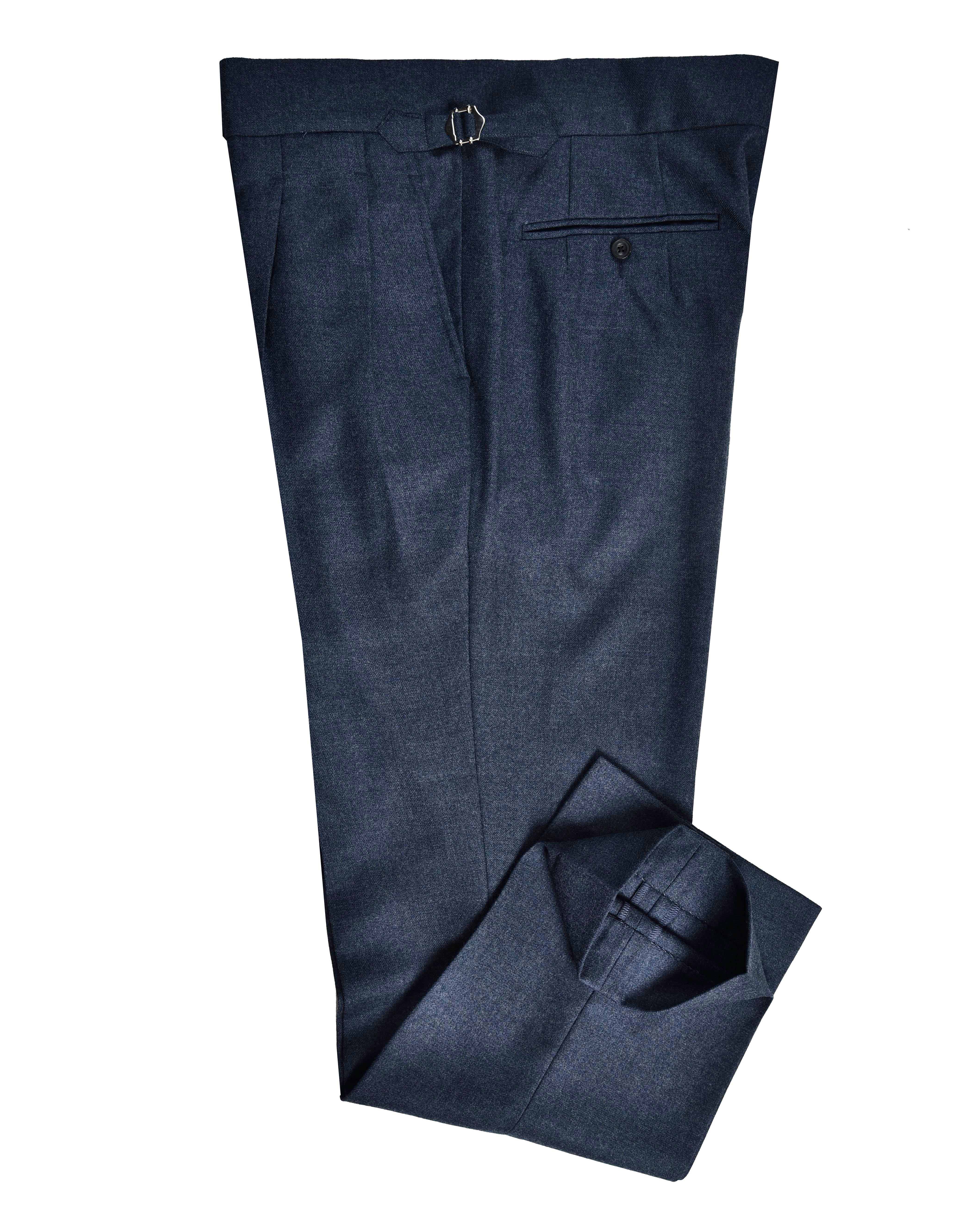 Navy Blue Wool Flannel Dress Pant