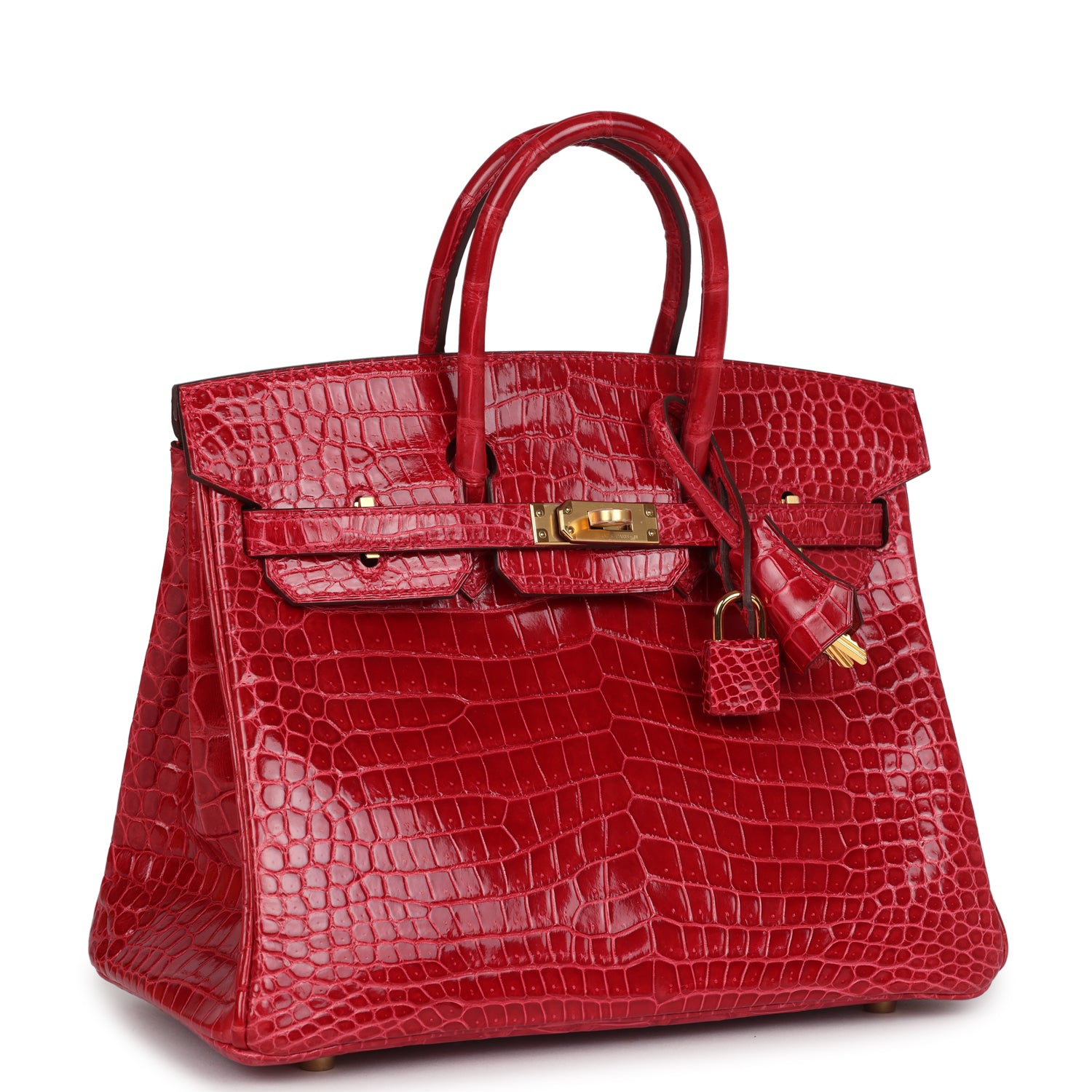 Birkin 25 Braise Shiny Porosus Crocodile Gold Hardware