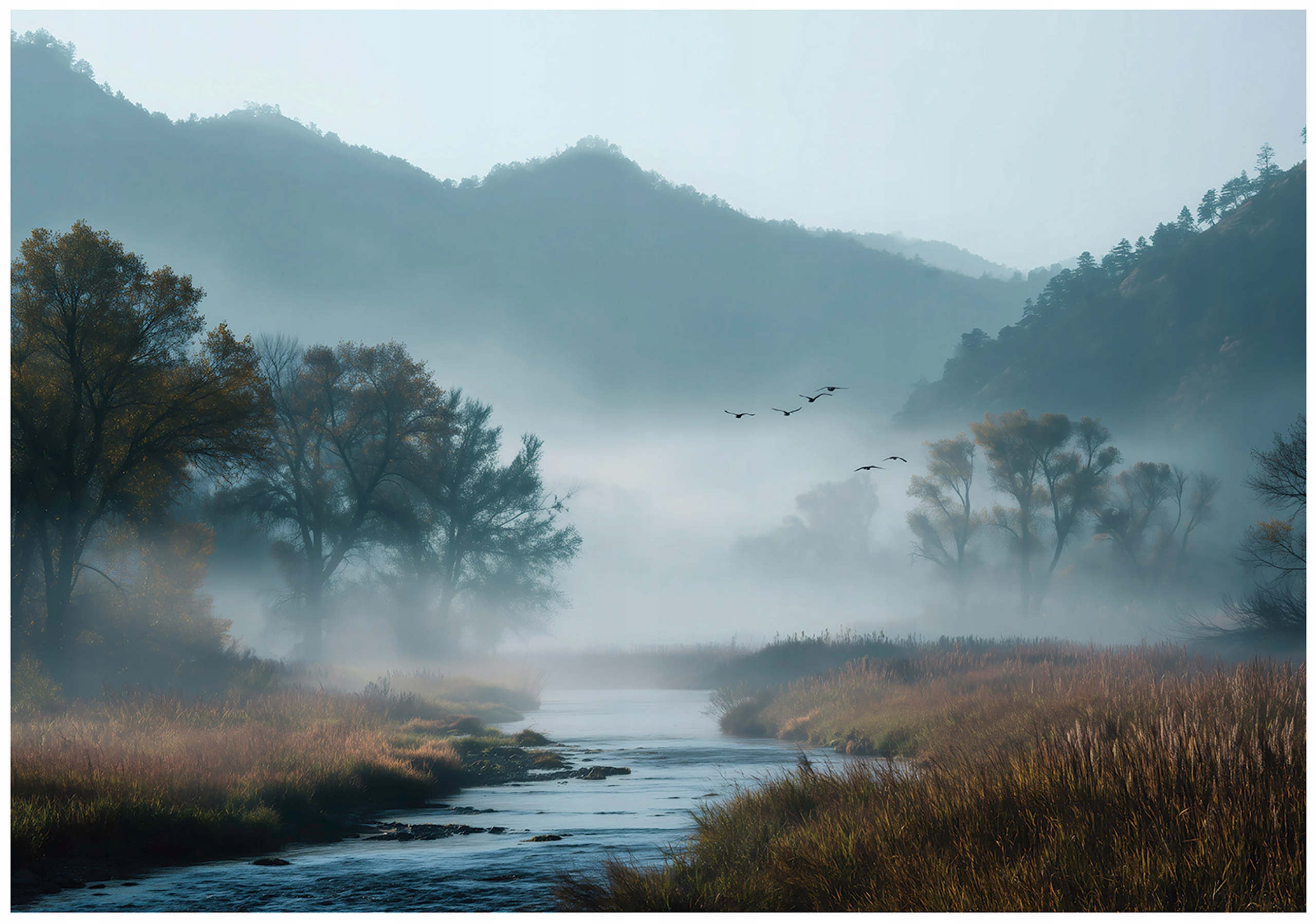 Wall mural forest lake fog nature bedroom living room wallpaper non-woven