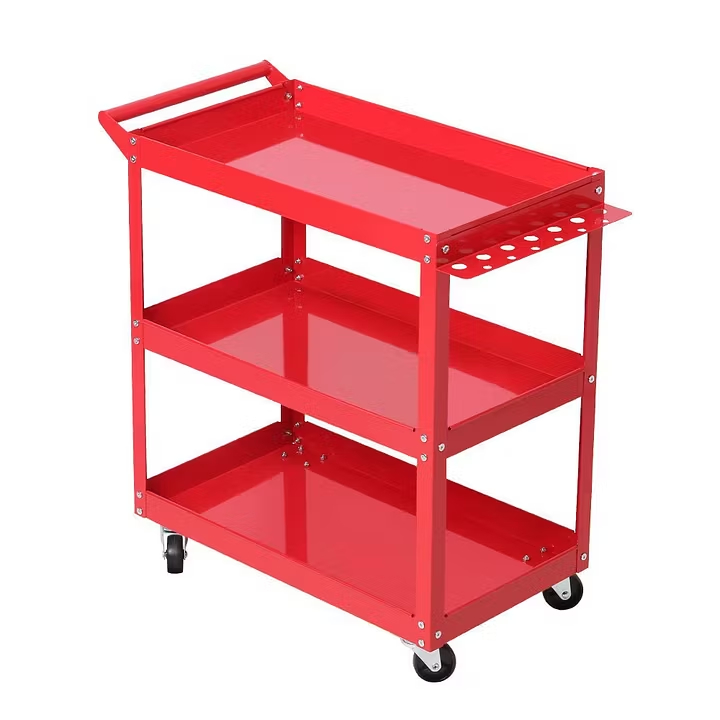 Heavy Duty 3 Tier Tool Steel Cart Trolley Mechanic Storage Organizer Red