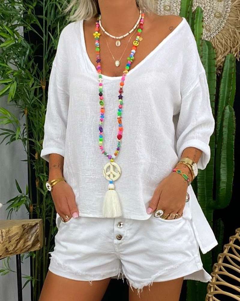 Solid Color Casual Top