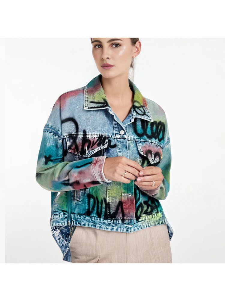 Graffiti Denim Loose Silhouette Jackets
