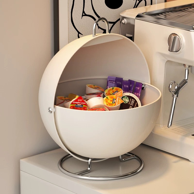 New round storage rack, porch living room desktop storage box, water bar coffee capsule snack storage box.