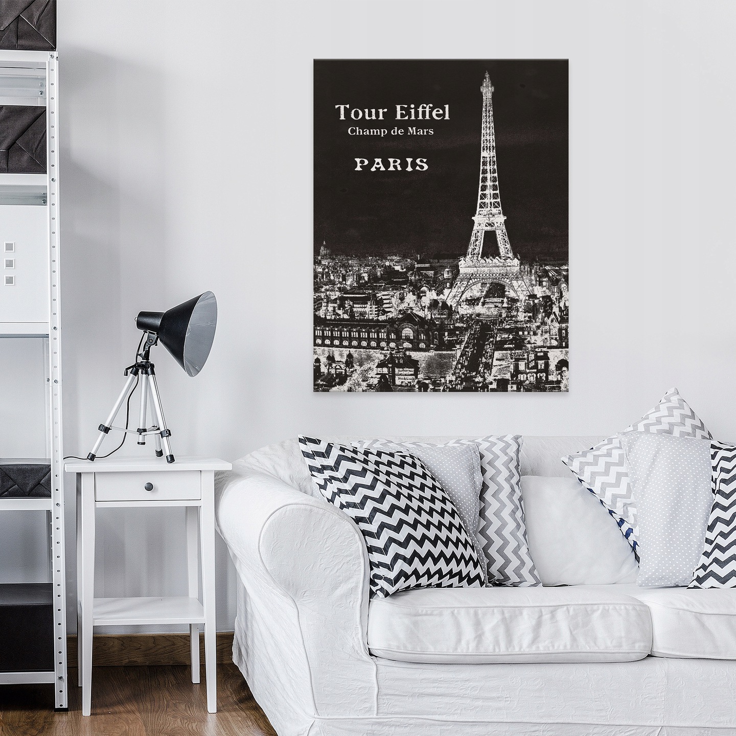 Eiffel Tower in Paris painting for the living room, black, 60x40