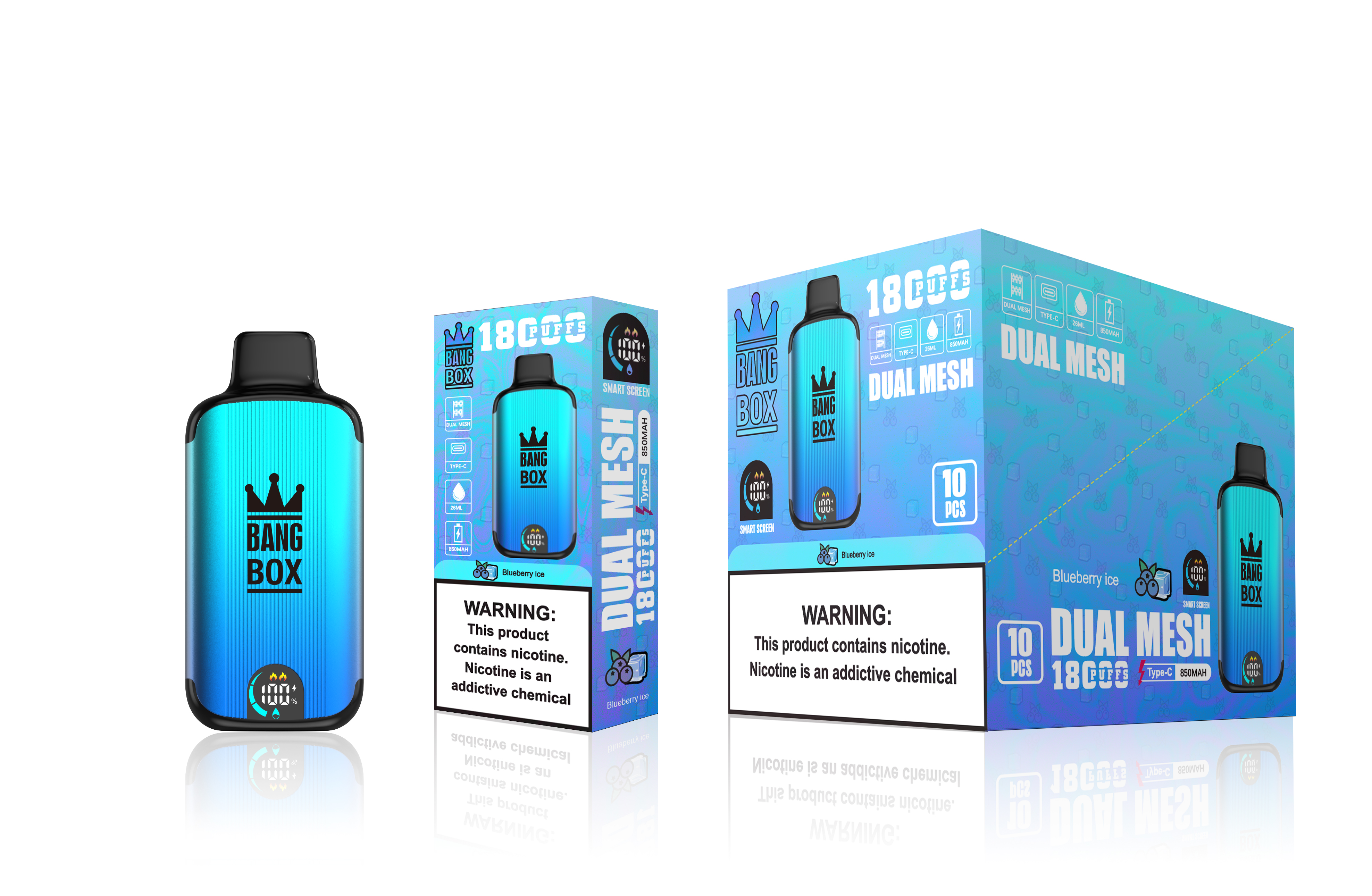 （3 pieces）Bang Box 18000 Puffs New Product LED Display Disposable Vape