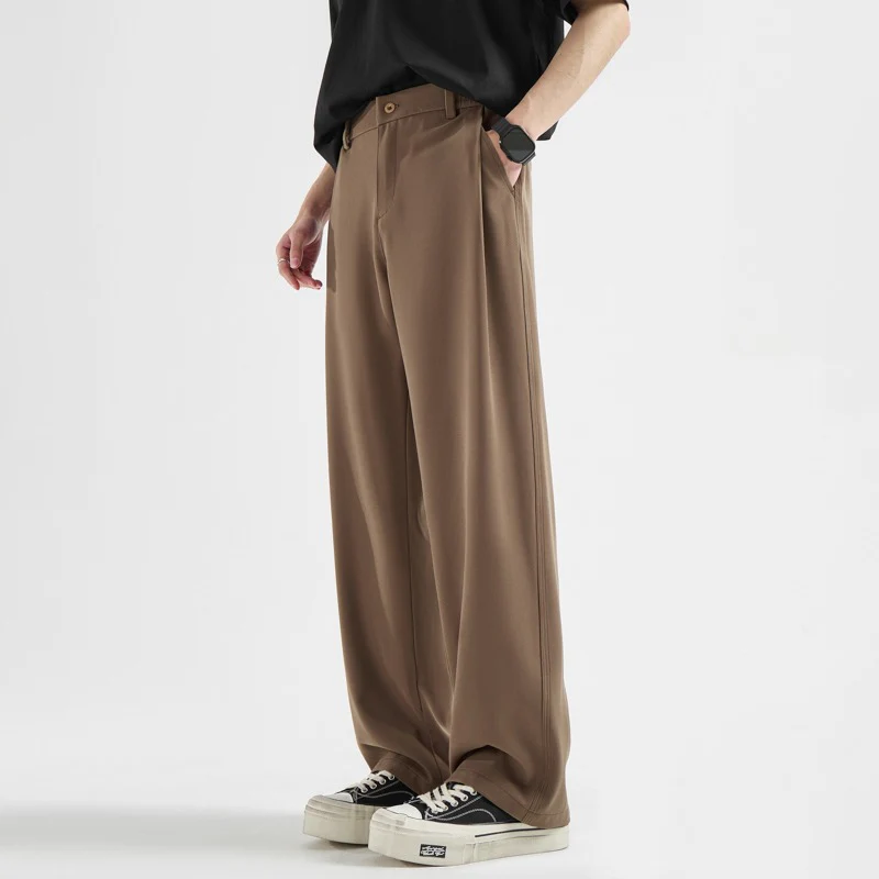 Mens Straight-leg Drapey Casual Dress Pants