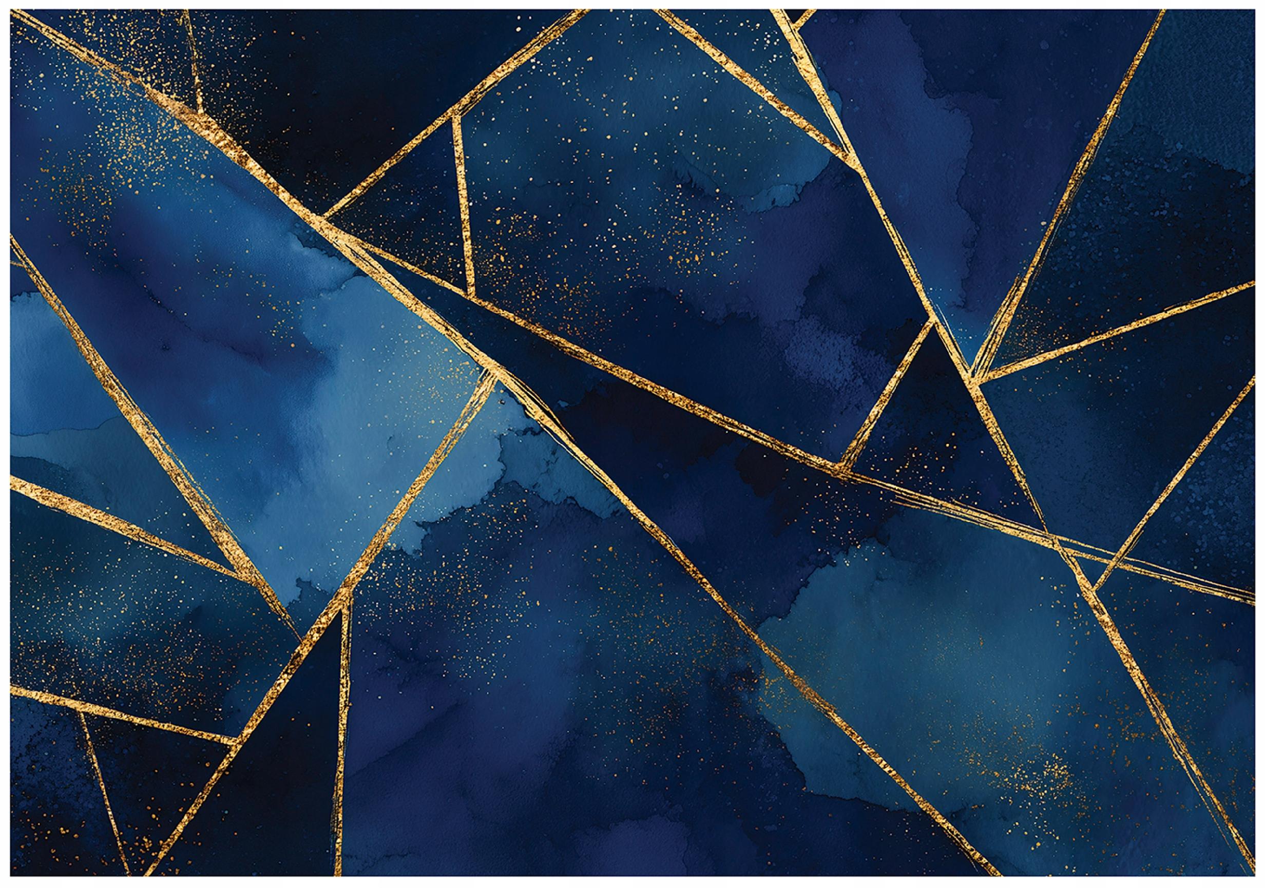 Blue and gold marble wall mural for bedroom or living room, non-woven wallpaper,