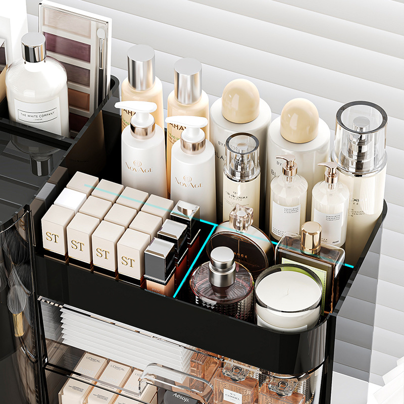 Cosmetics Storage Box, High-Looking Desktop Dressing Table, Lipstick Mask, Makeup Brush, Skin Care Product Drawer-Type Storage Rack