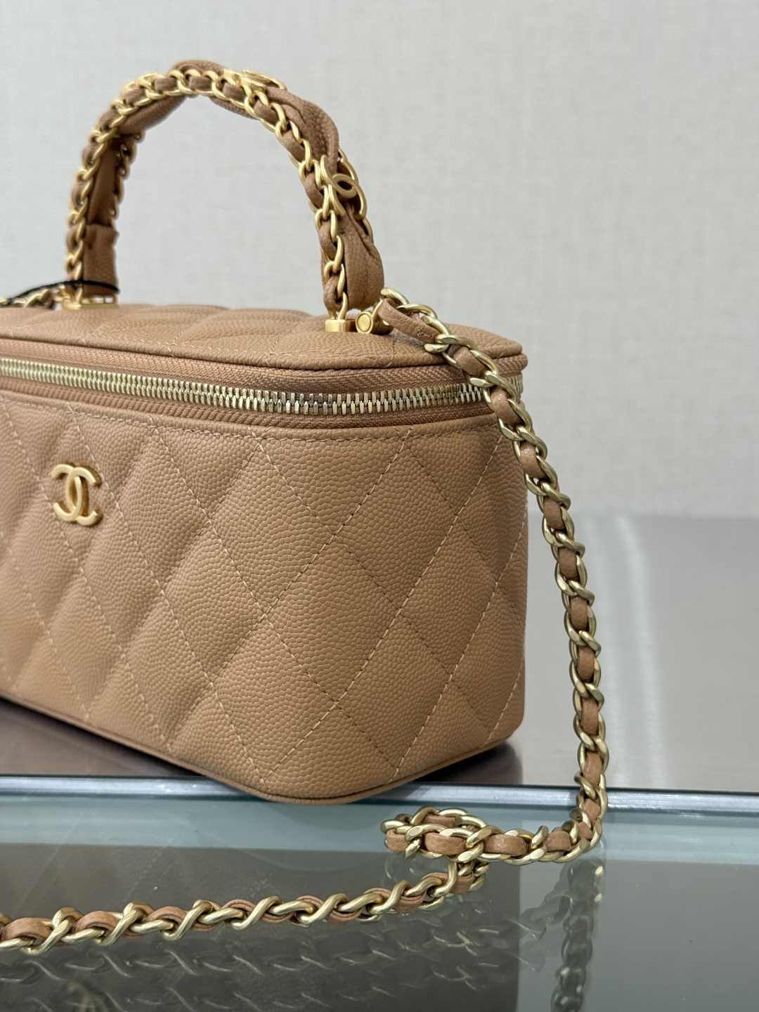 Vanity Case with Handle（Caramel） - Mocuir