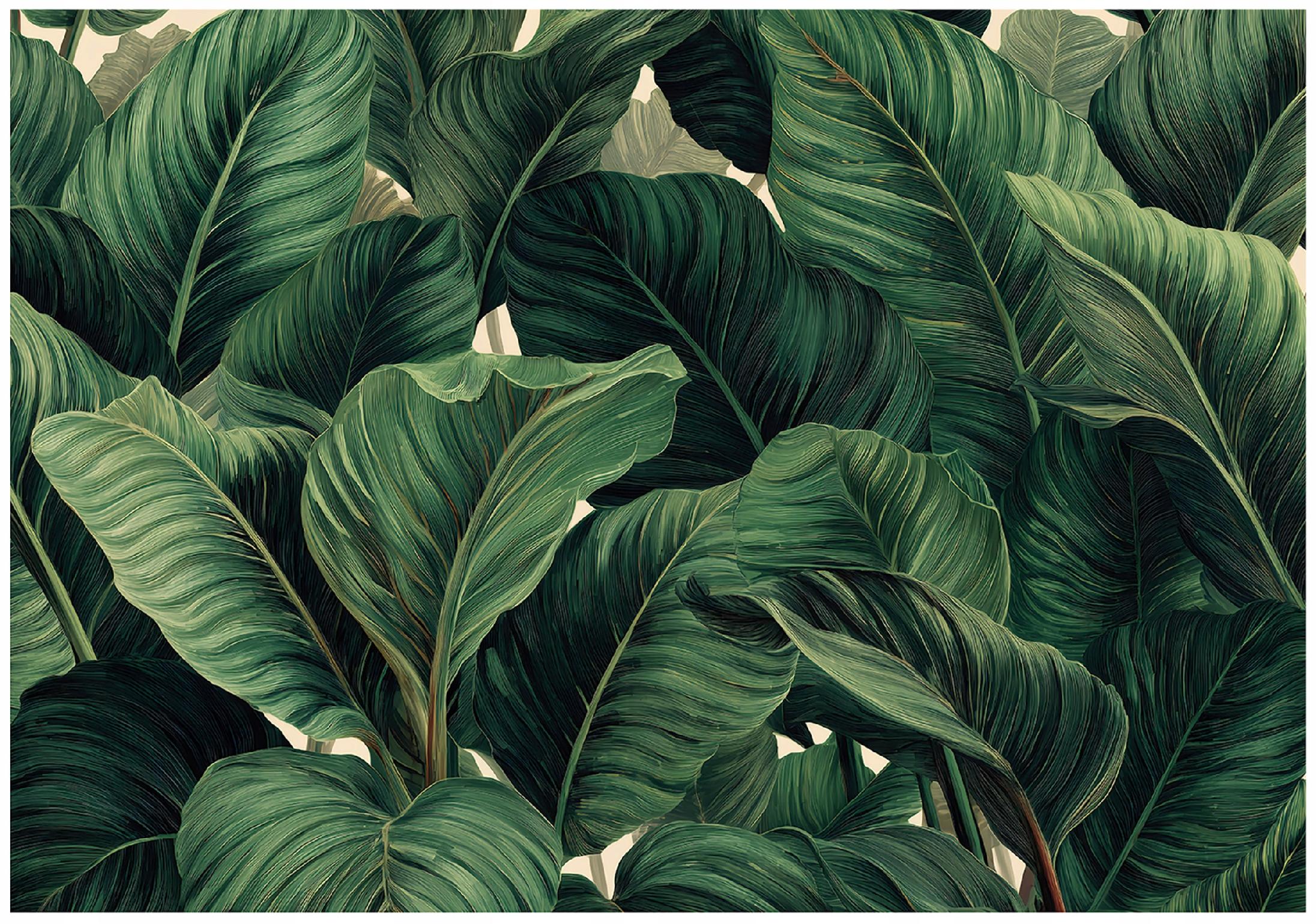 Jungle leaves wall mural, green, bedroom, living room, non-woven wallpaper,