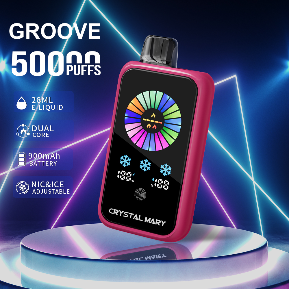 （3 pieces）Crystal Groove 50000 50k Puffs Adjustable Nicotine & Ice Control LED Display Disposable Vape EU Warehouse