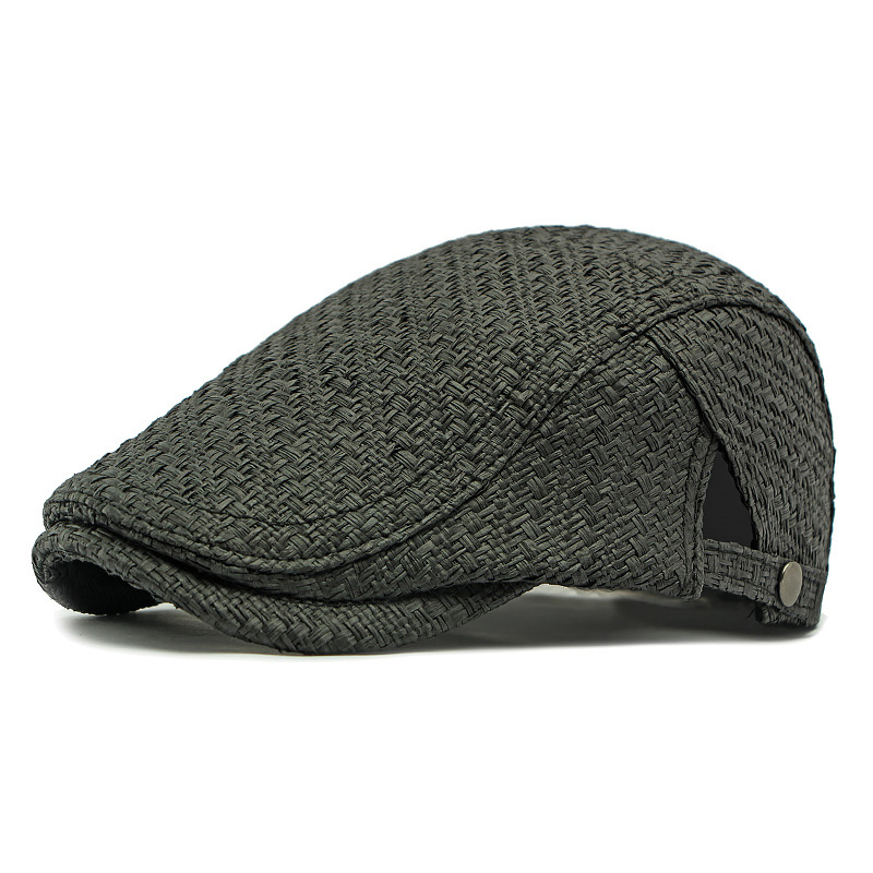 Men's Herringbone Pattern Sunshade Straw Woven Beret