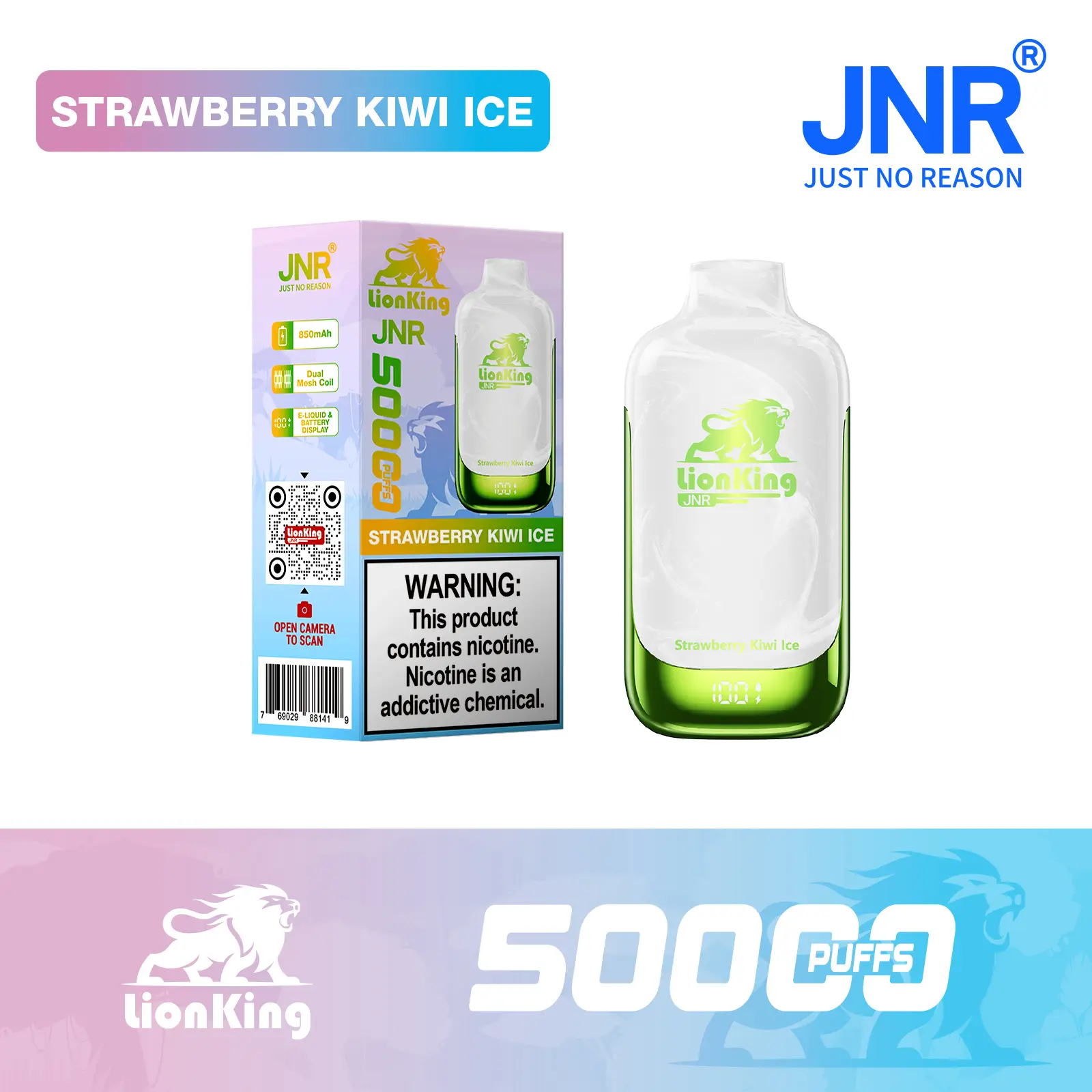 Strawberry Kiwi Ice - JNR Lion King 50000 Puff Disposable Vape - Geek Max Vape