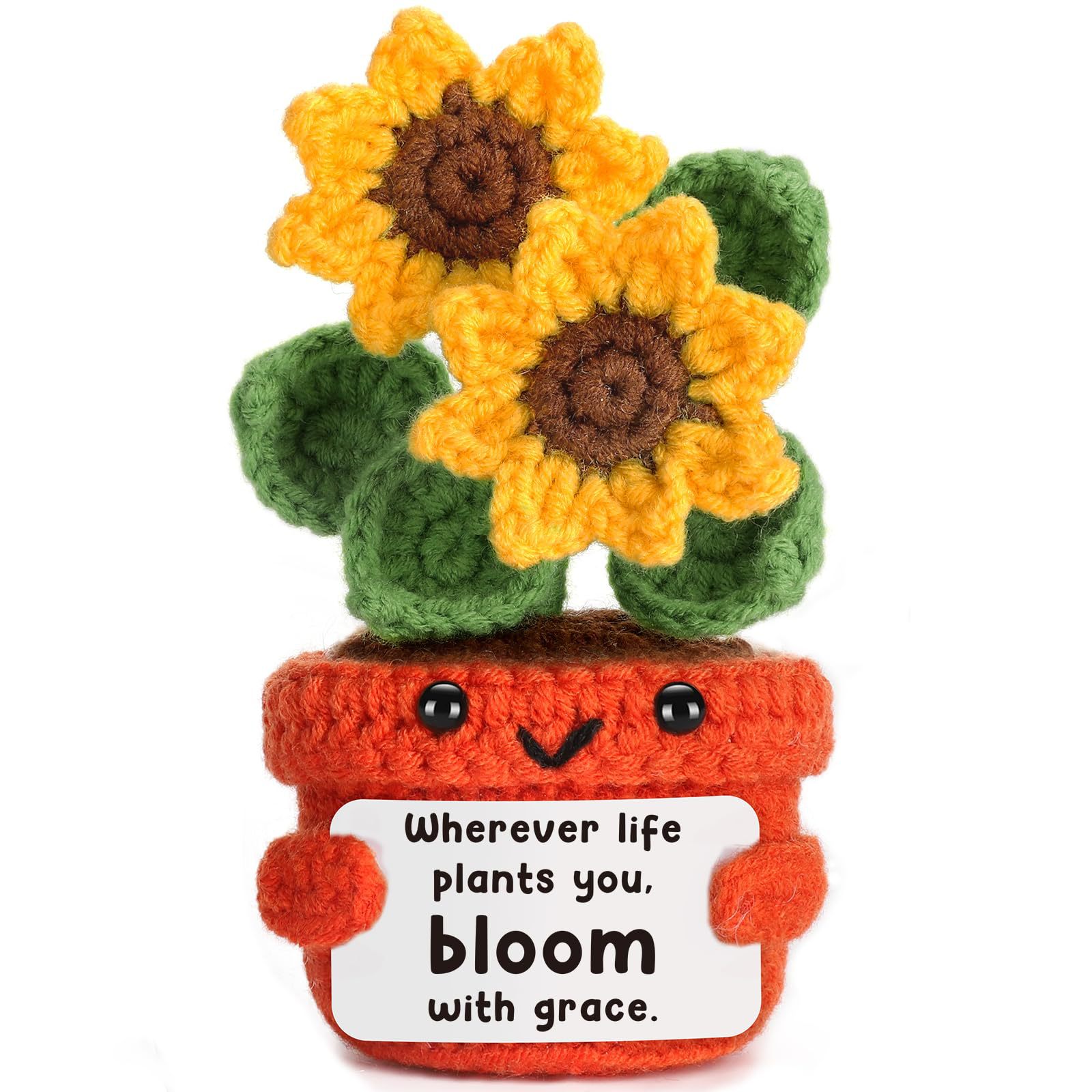 Wool knitted sunflower doll gift