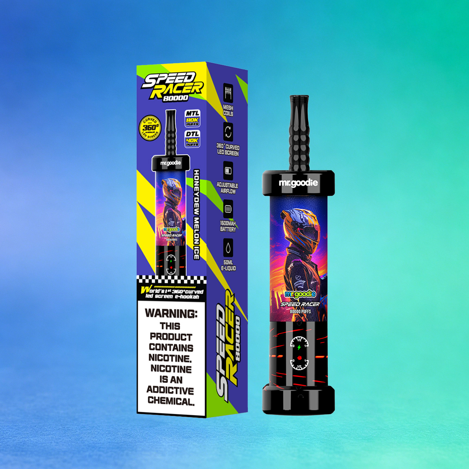 Mr. Goodie Speed Racer 80K 80000 Puffs Disposable Vape Dual Mode Rechargeable LED Display E-Cigarette