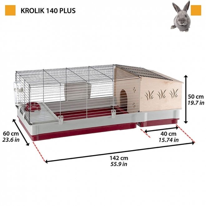 Ferplast Krolik 140 Plus Kaninbur 142 x 60 x 50 cm
