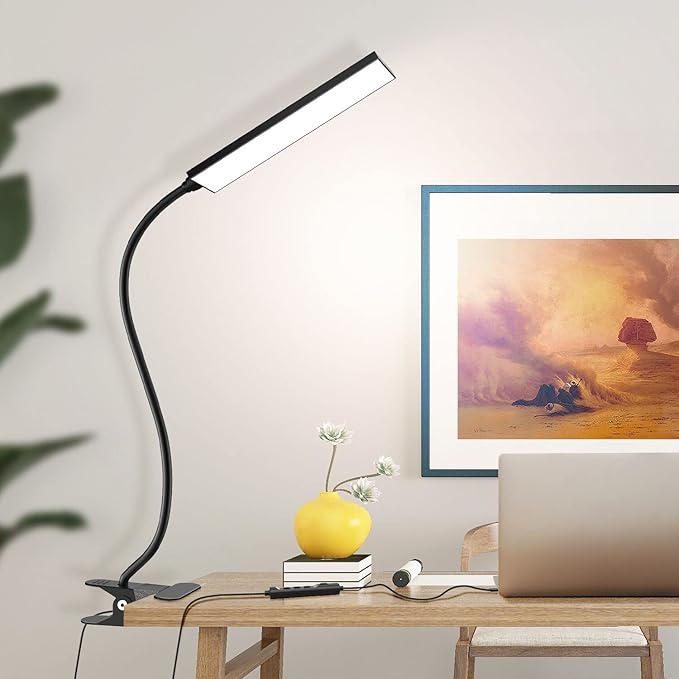 Clip on Light LED Desk Lamp with Eye-Caring LED Light and Metal Clip