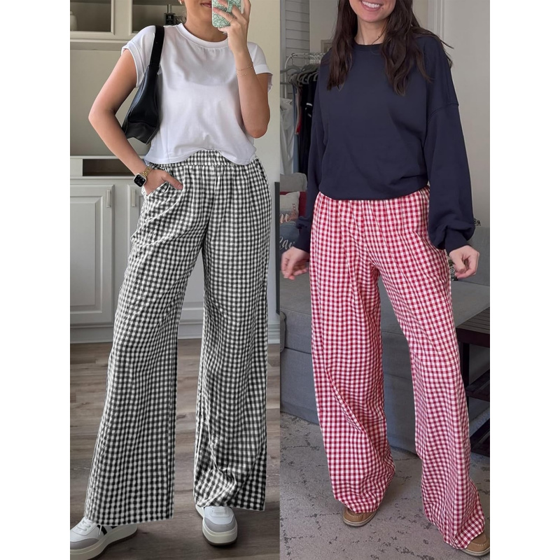 Women's Palazzo Pants, Striped & Gingham