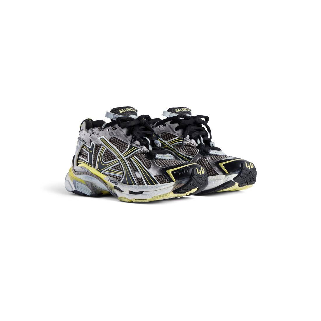 Mens Runner Sneaker in Grey/yellow/white