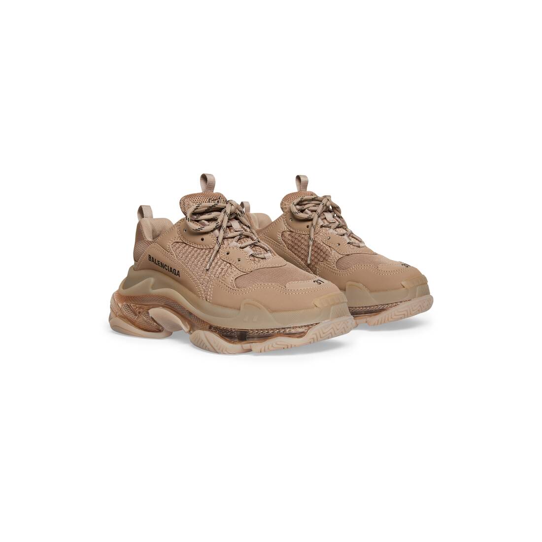 Womens Triple S Clear Sole Sneaker in Brown