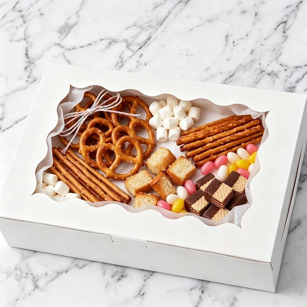 White Bakery Cookie Box with Scalloped PET Window