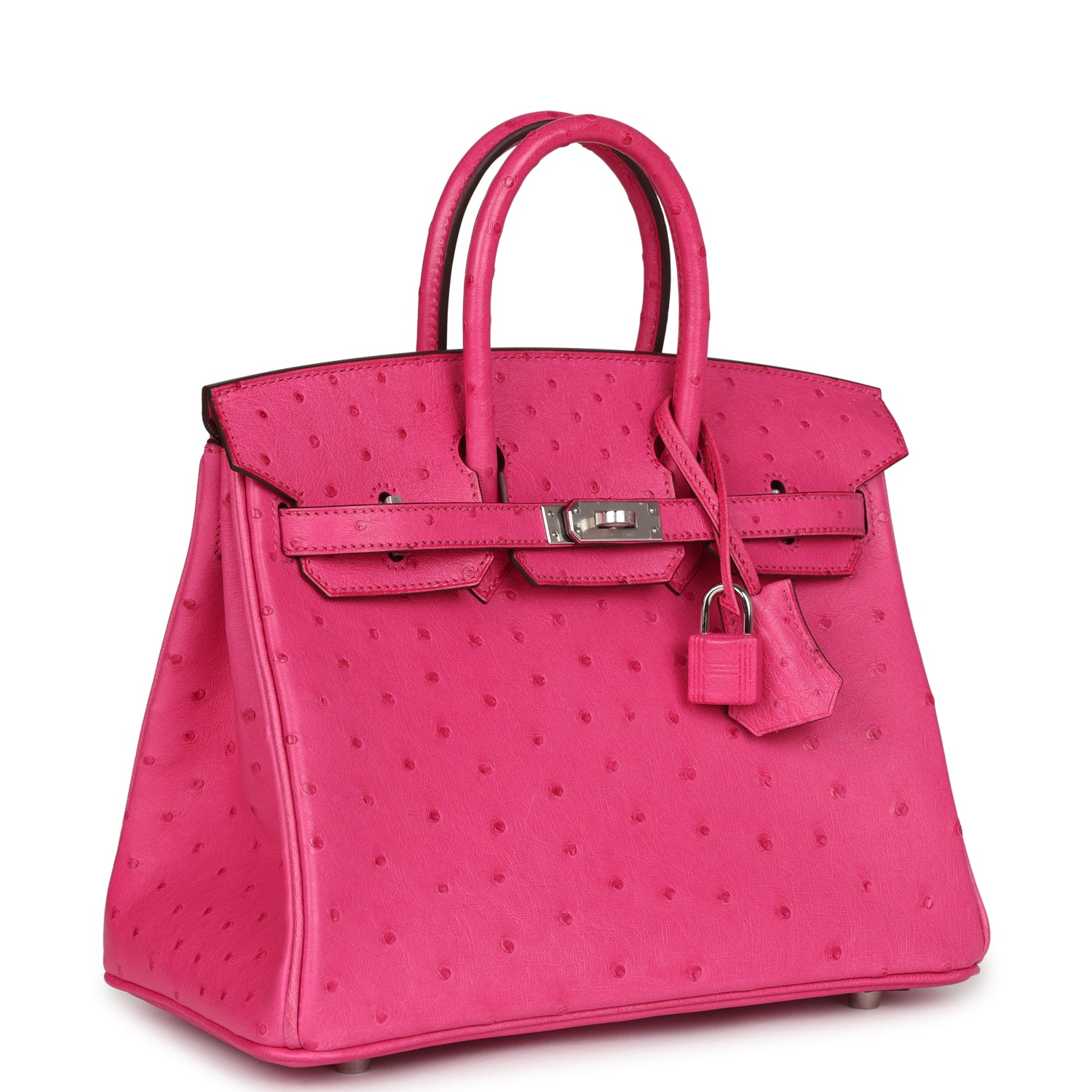 Birkin 25 Rose Tyrien Ostrich Palladium Hardware