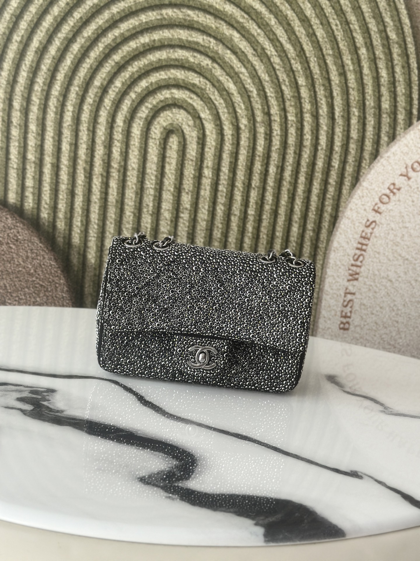 26C Cruise Collection Crystal Embellished Mini Classic Flap Bag - Mocuir