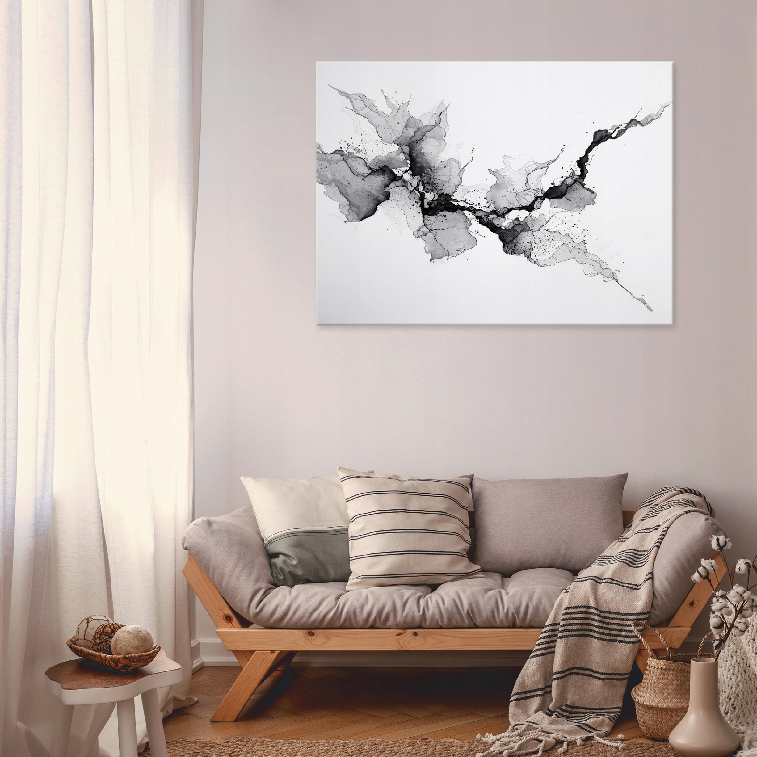 Abstract marble watercolor painting in gray for the bedroom or living room on canvas, 40x30