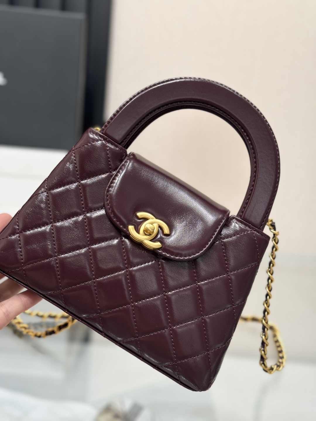 Mini Kelly Bag with Handle（Burgundy） - Mocuir