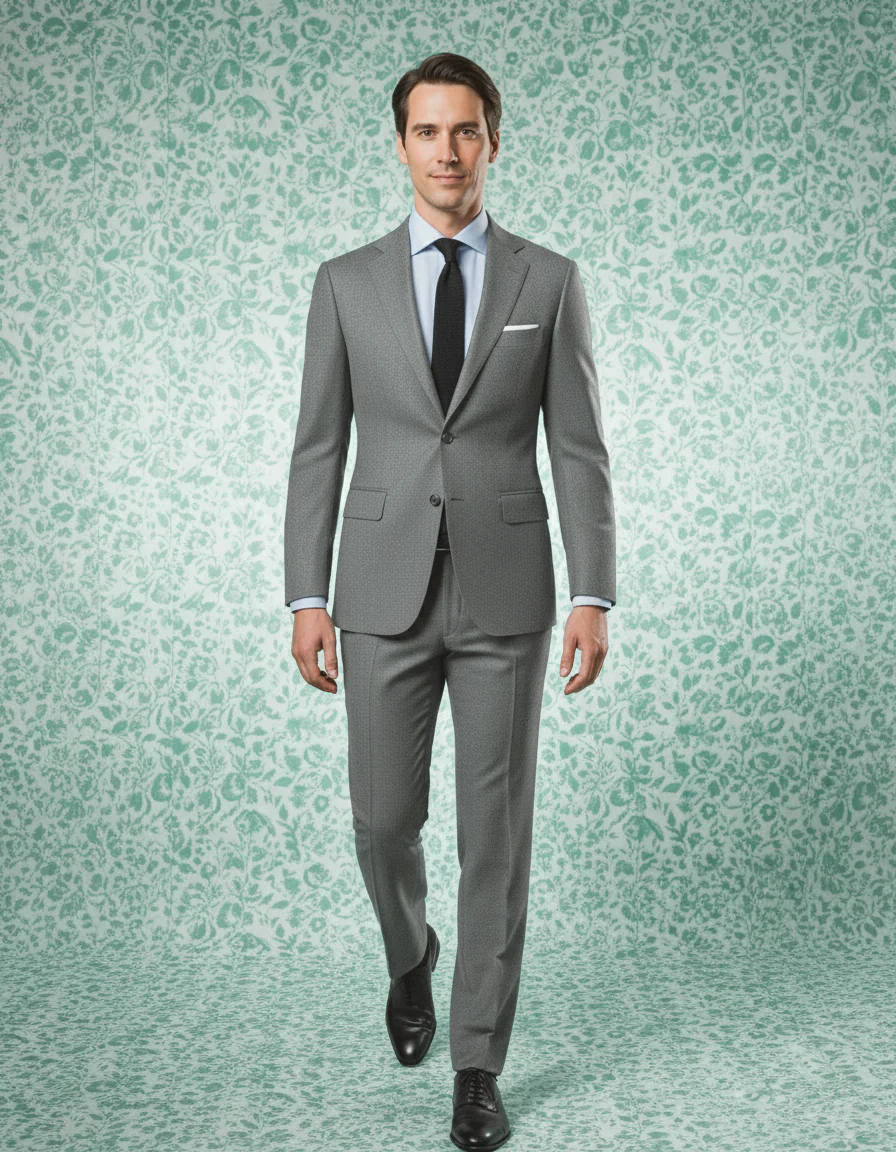 Ash Grey Wool Flannel Dress Suit