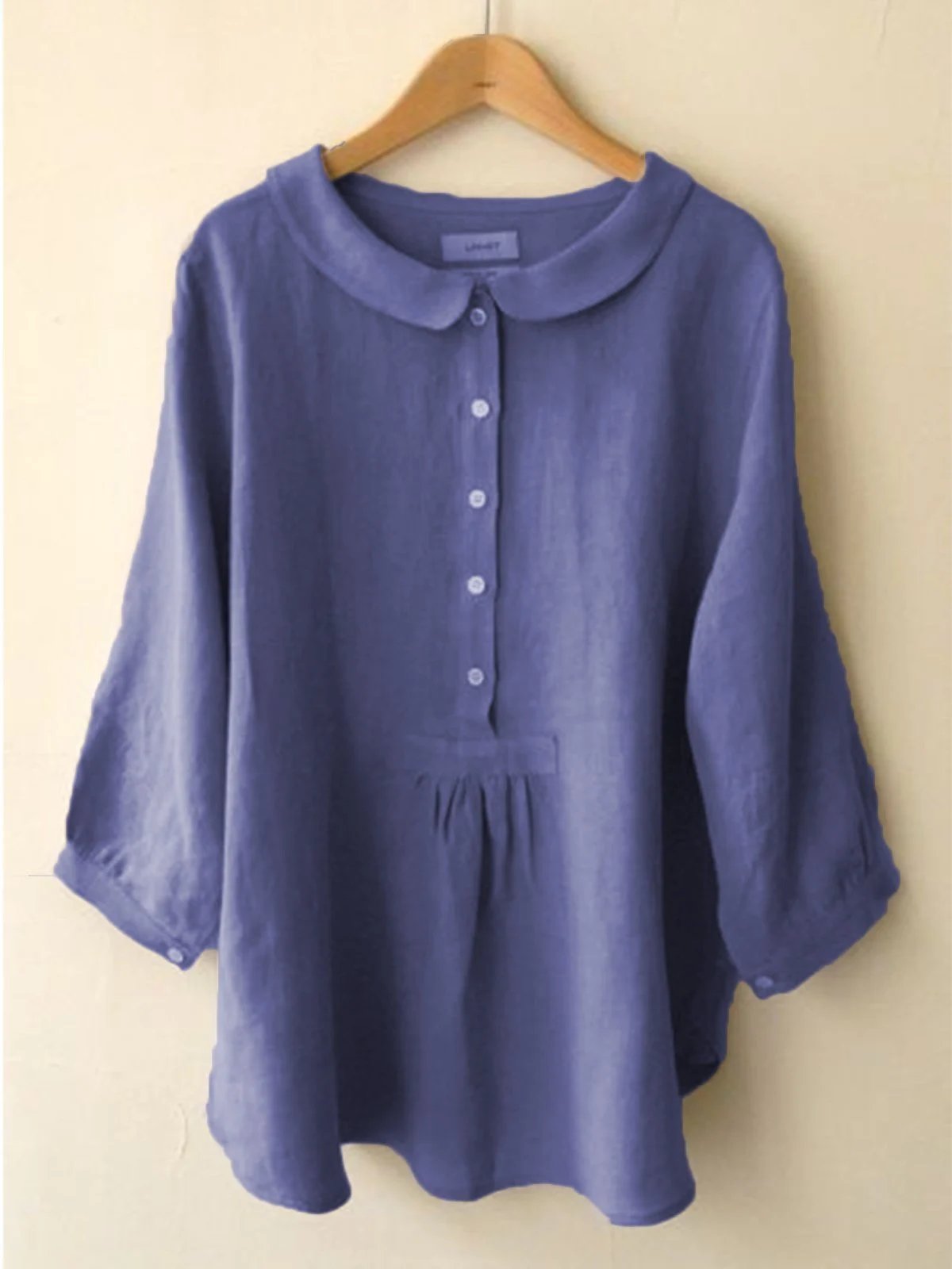 Plus Size Long Sleeve Sweet Solid Blouse