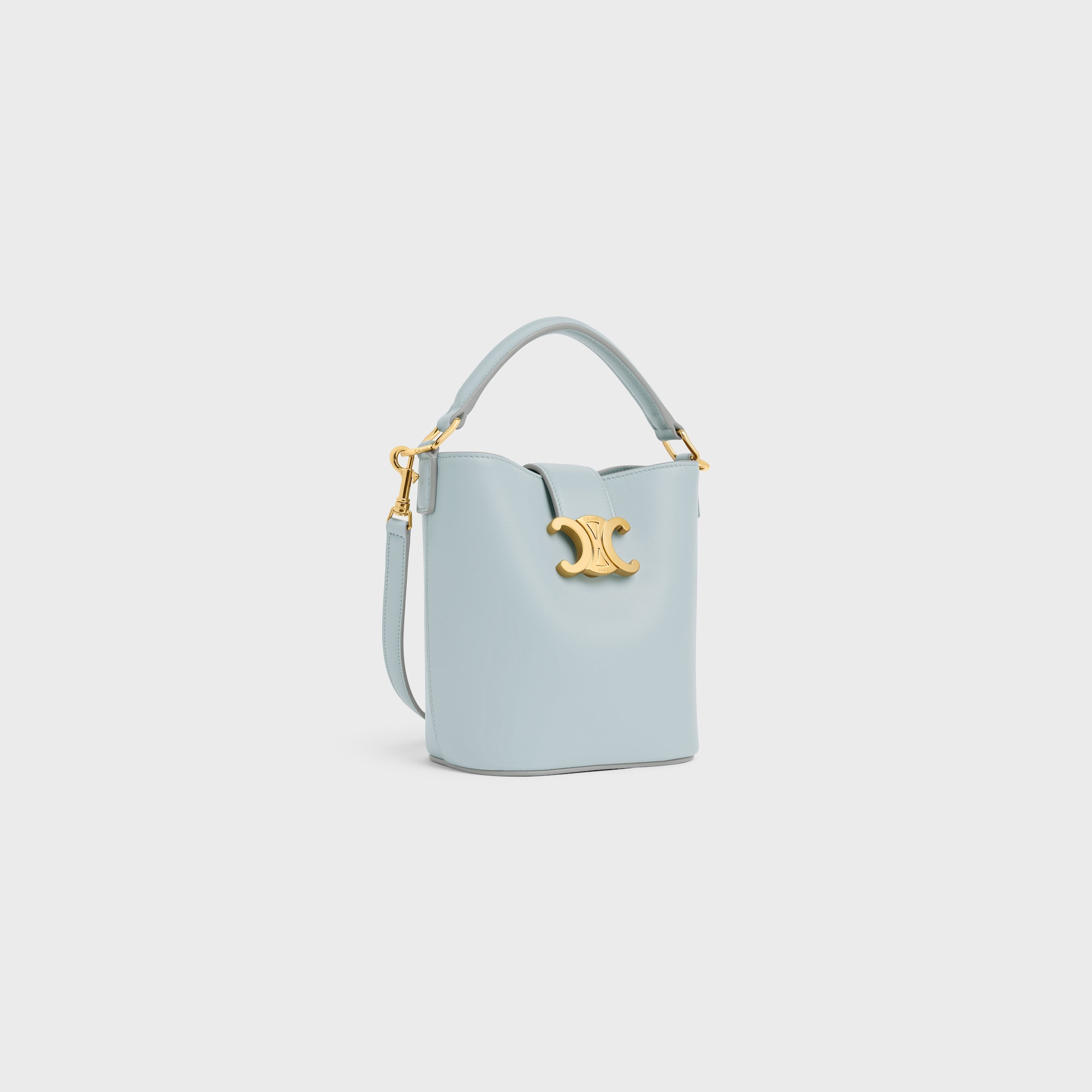 MINI BUCKET LOUISE IN SMOOTH CALFSKIN ICE BLUE