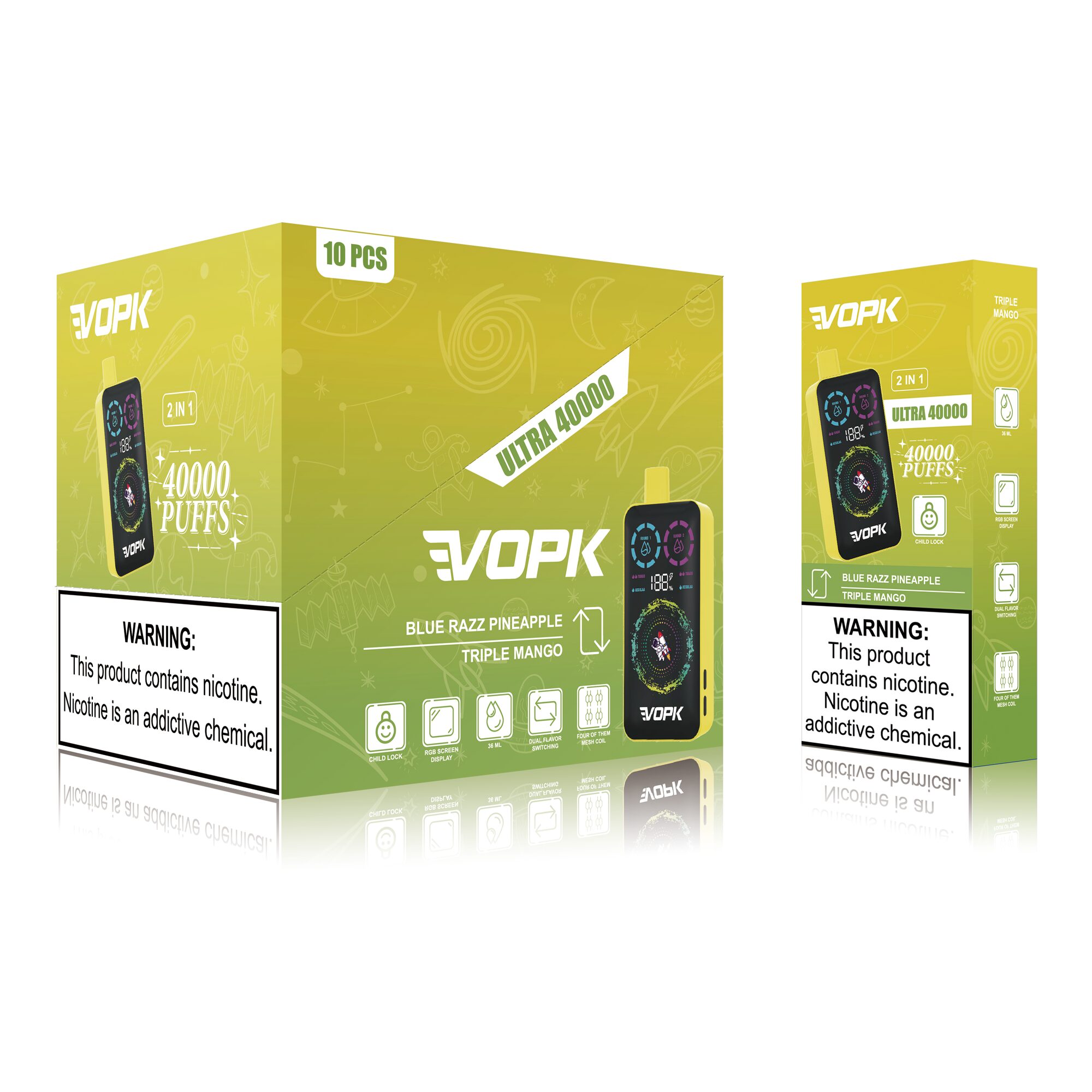 VOPK ULTRA 40000 40K Puffs Double Taste RGD Screen Display Disposable Vape