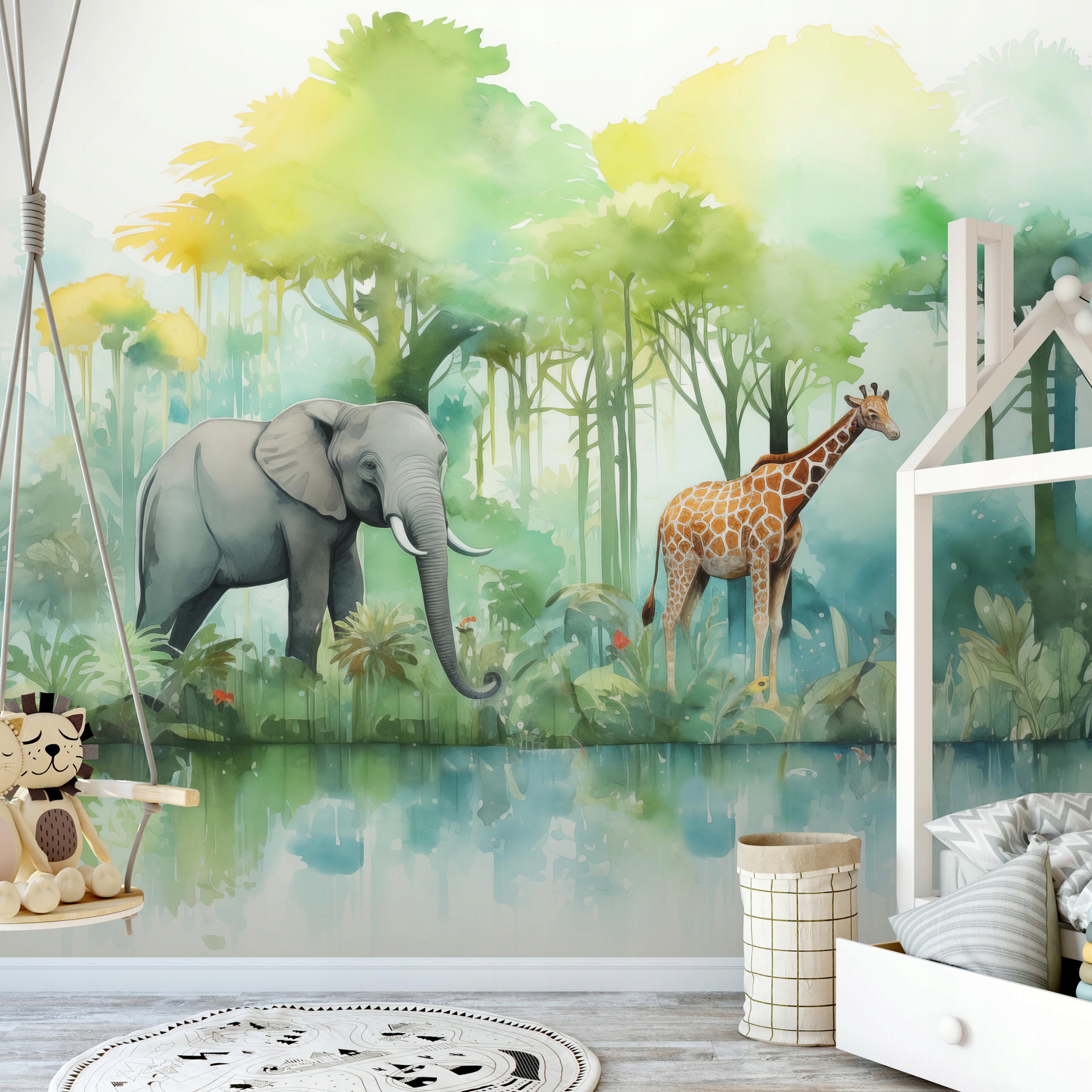 Wall mural for children forest animals jungle safari wallpaper