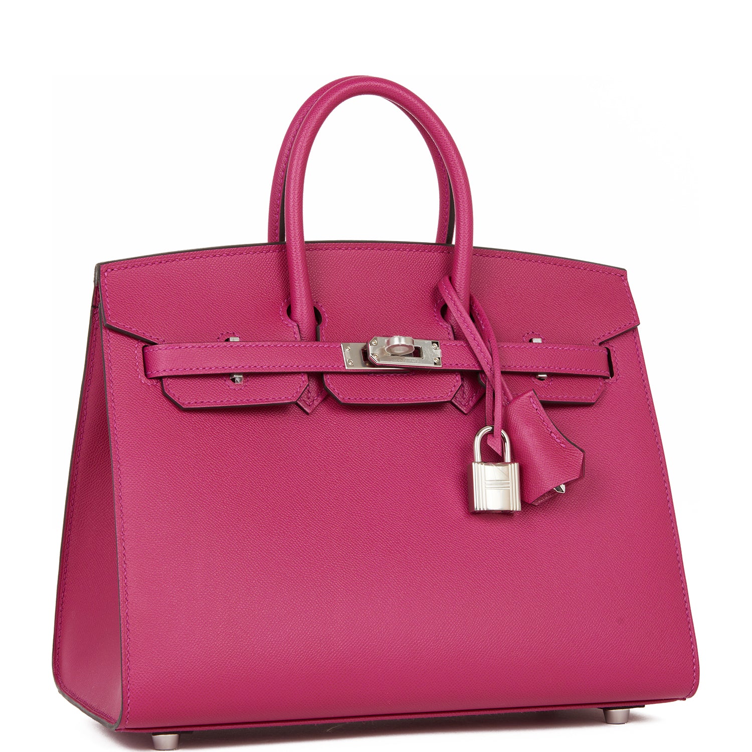 Birkin Sellier 25 Rose Pourpre Veau Madame Palladium Hardware