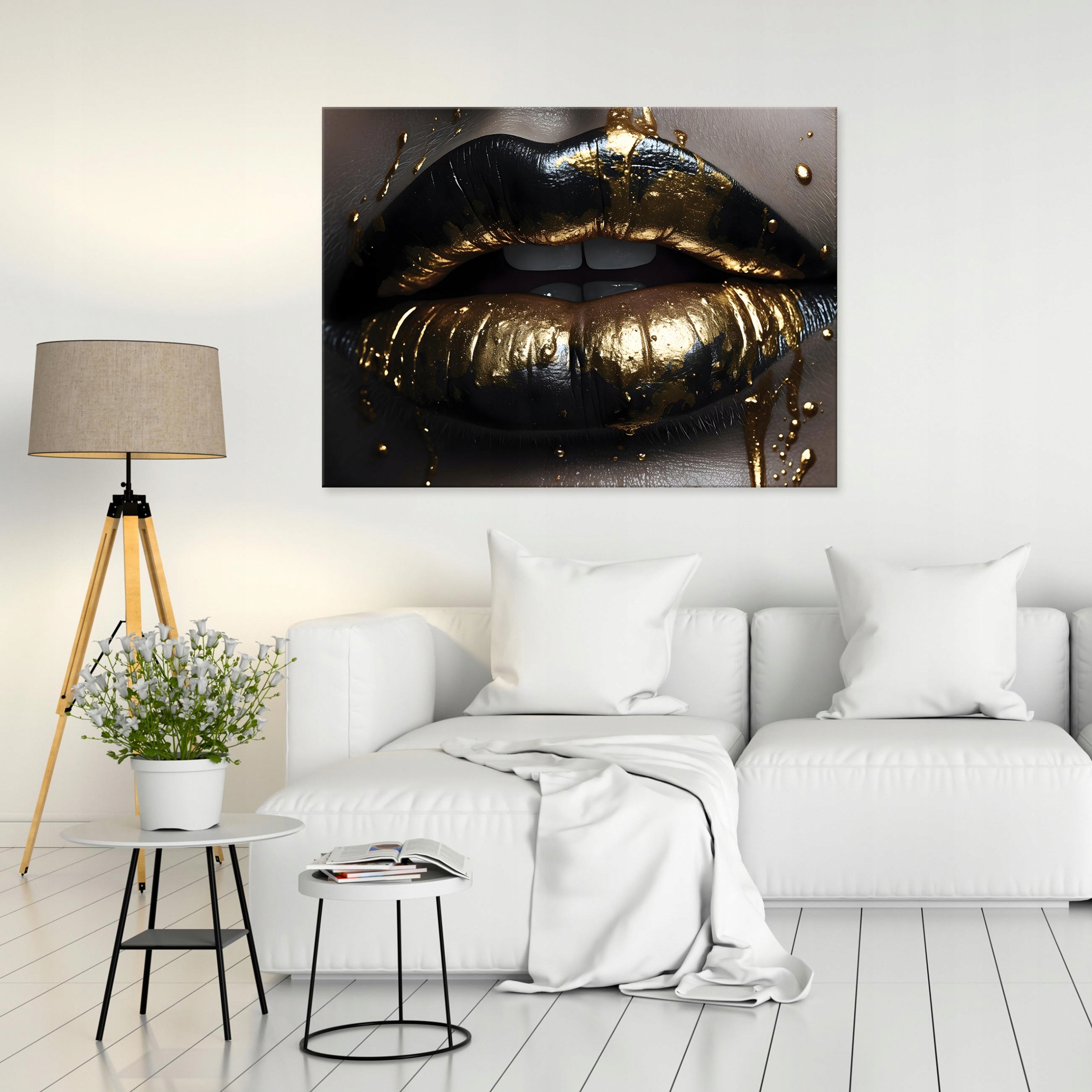 Painting of a woman's face and lips for the bedroom or living room, 60x40