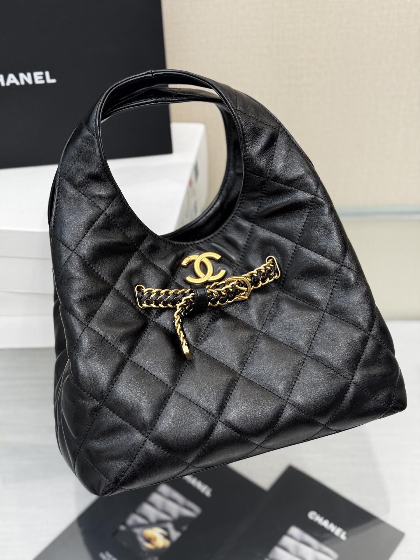 Chain Decor Hobo Bag - Mocuir