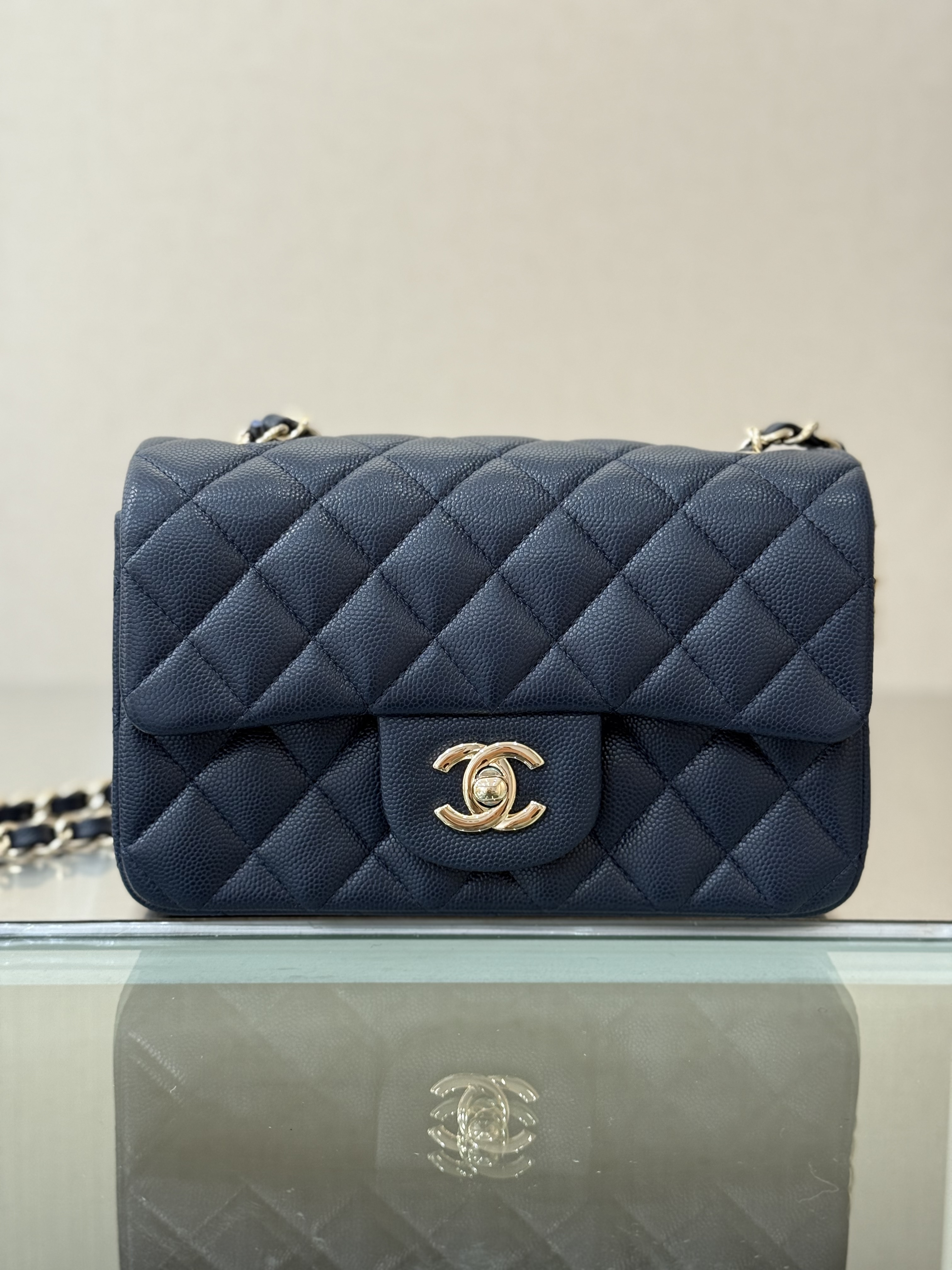 Mini Classic Flap Handbag（Dark Gray-Blue） - Mocuir