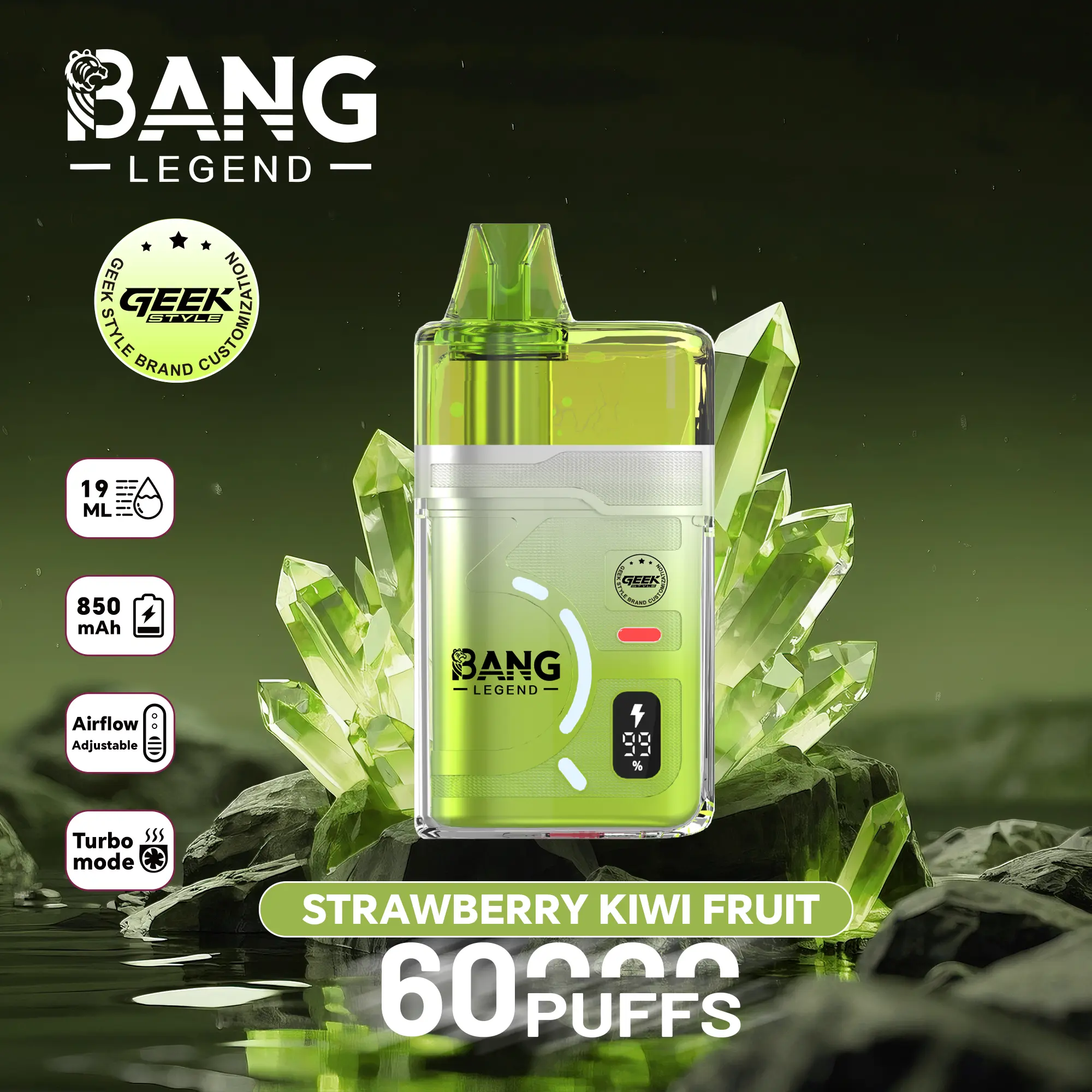 【New Arrive】Bang Legend Geek 60000 60K Puffs Airflow Adjustable & Turbo Mode Disposable Vape