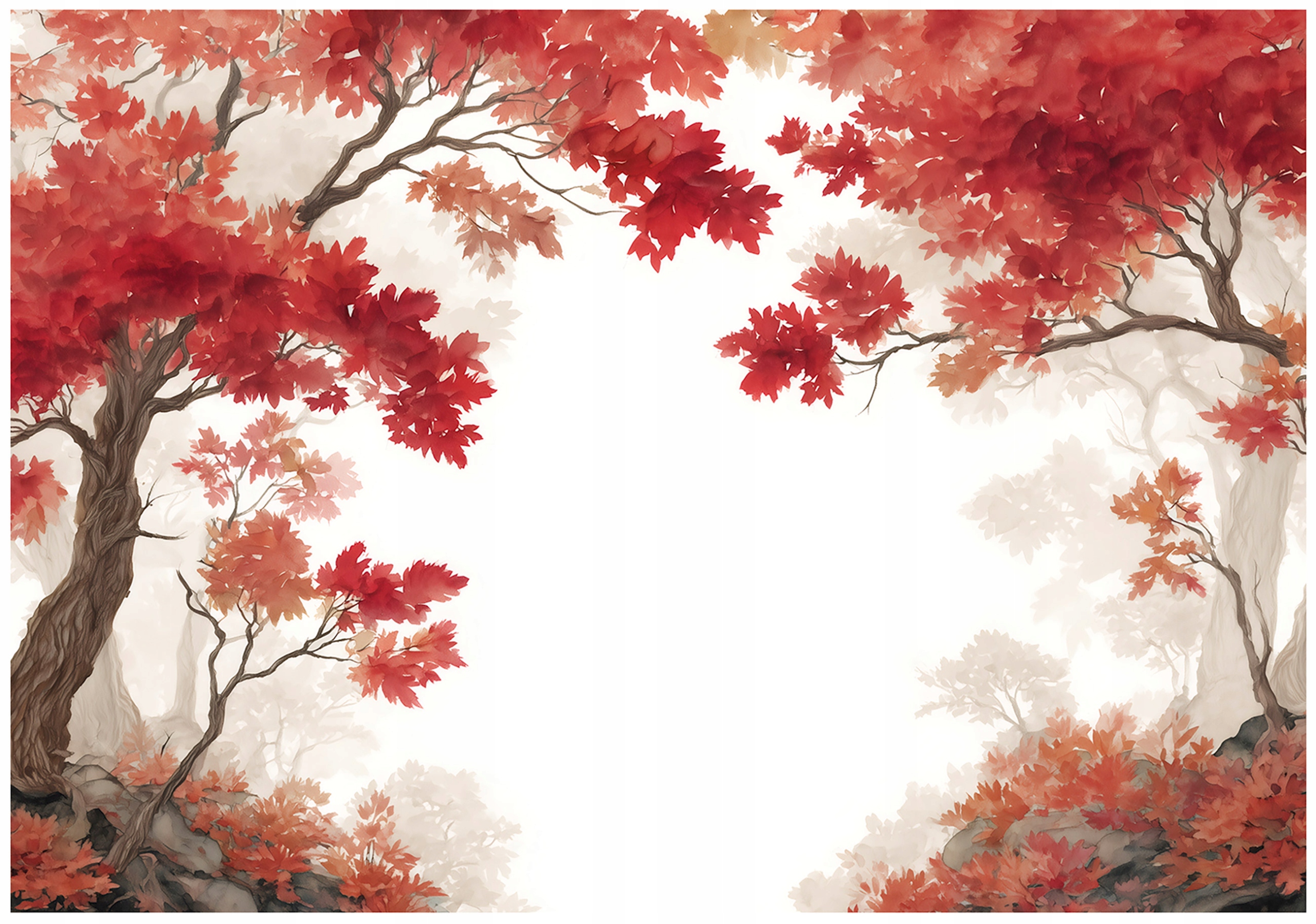 Wall mural forest trees watercolor bedroom living room wallpaper non-woven