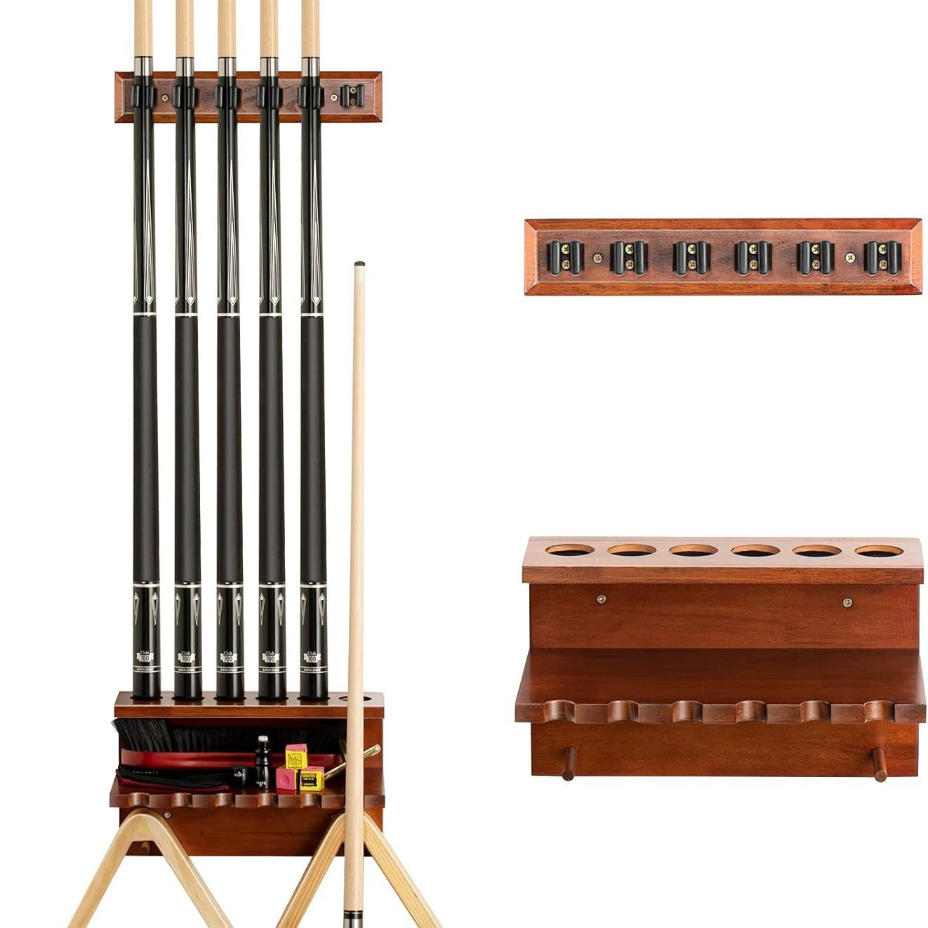 Wooden billiard storage rack wall-mounted billiard cue finishing rack billiard supplies storage rack