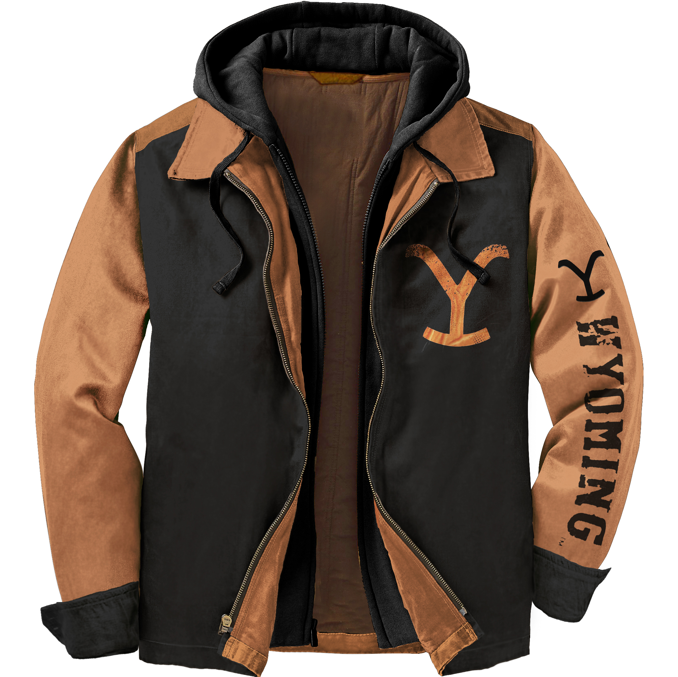 Men's Yellowstone Western Cowboy Color Block Hooded Jacket